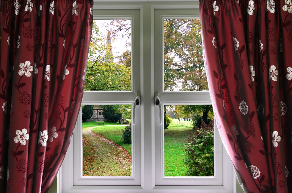 Windows with curtains